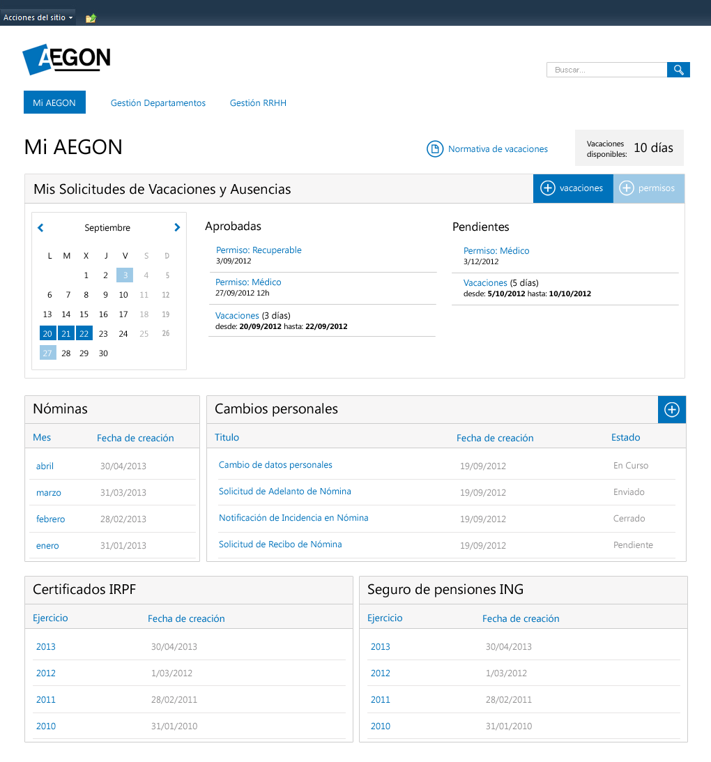 My Aegon employee site proposal
